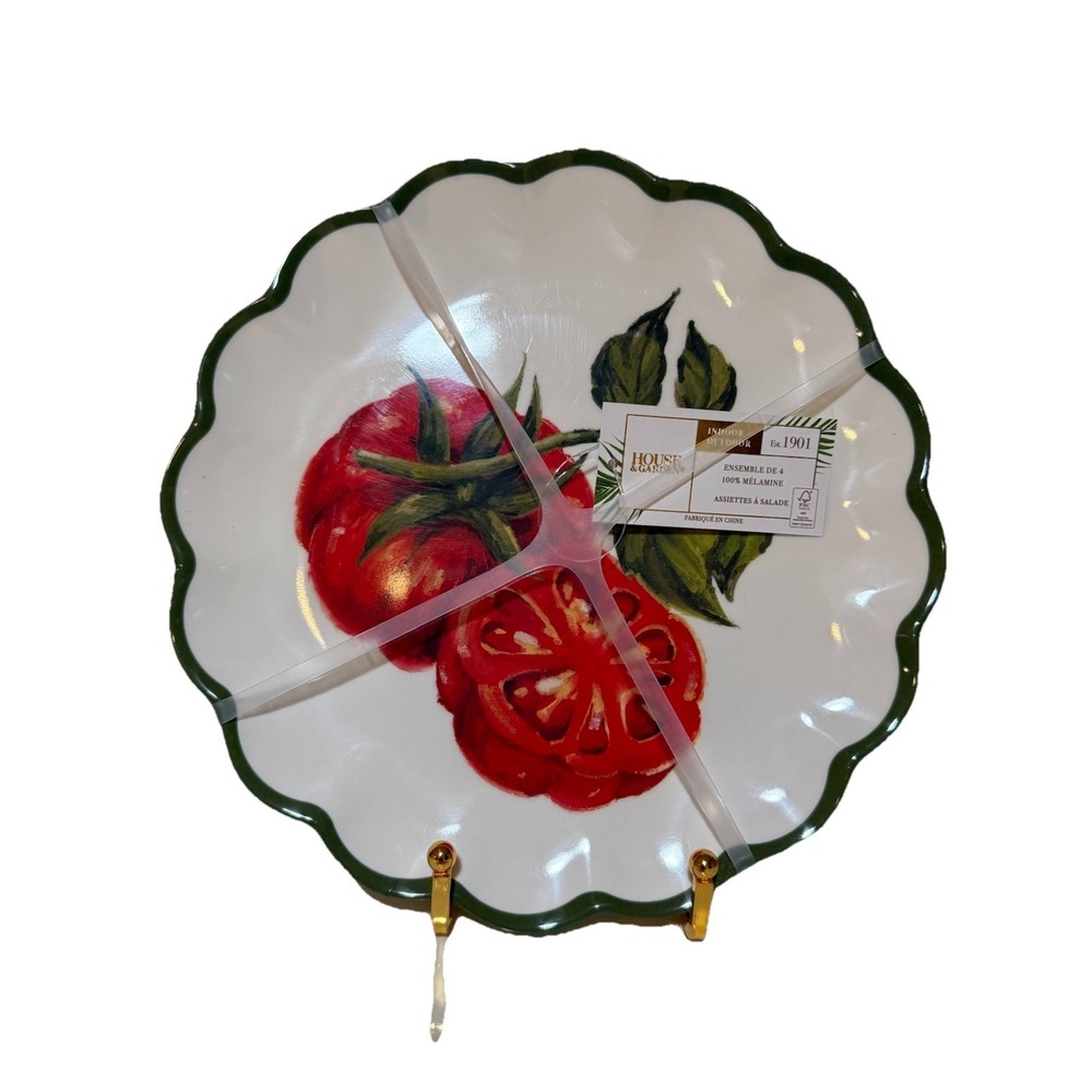 House‎ & Garden Melamine Salad Plate 9" Set Of 4, Tomatoes On The Vine, New